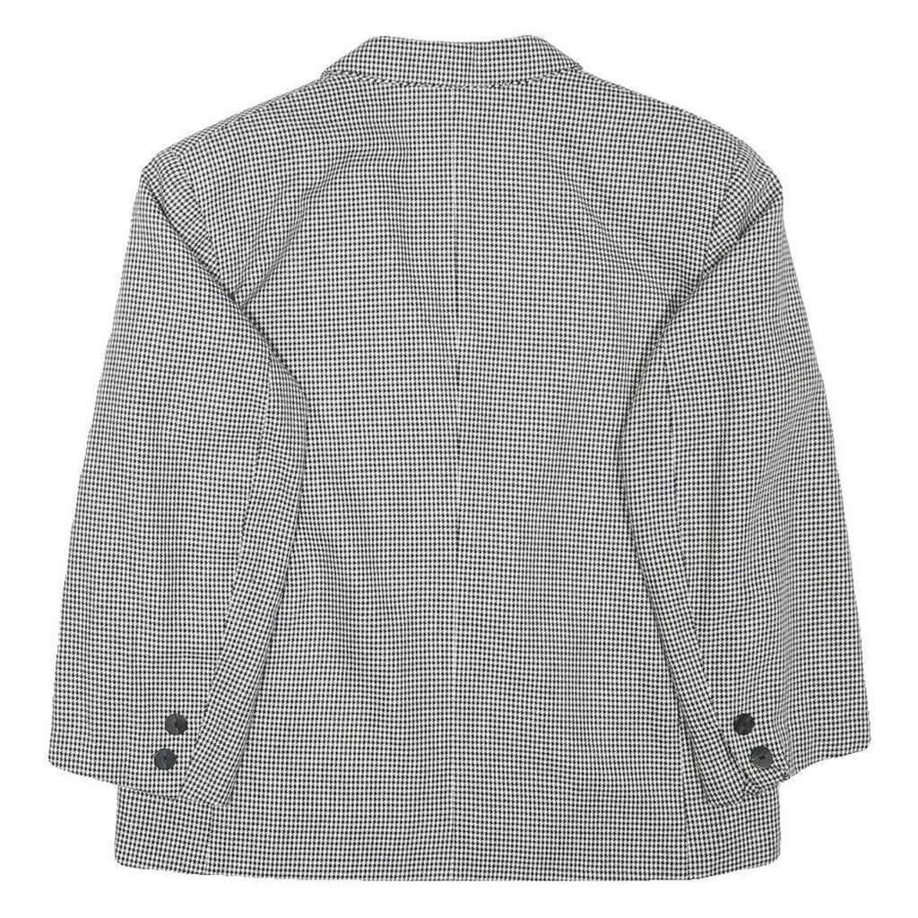 THE LEGEND Womens Black & White Houndstooth Double Breasted Jacket M Polyester