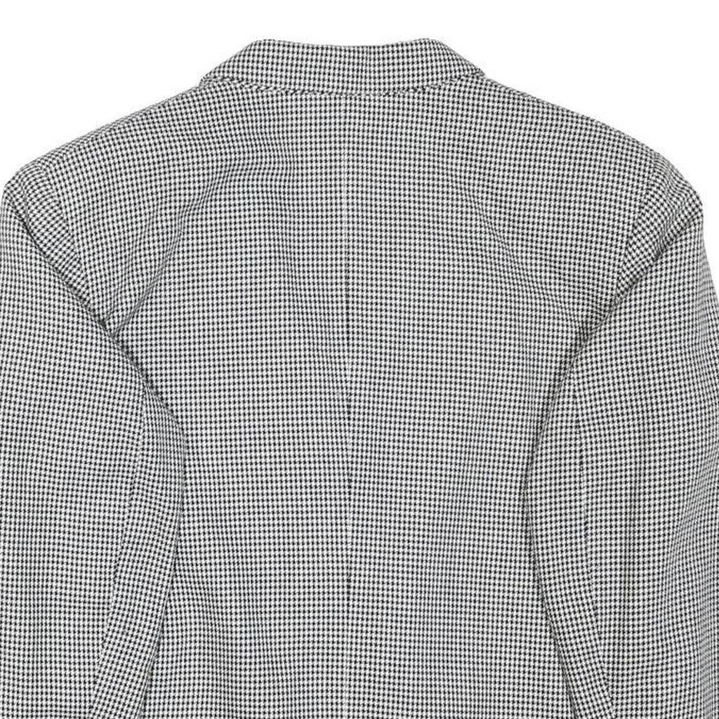 THE LEGEND Womens Black & White Houndstooth Double Breasted Jacket M Polyester