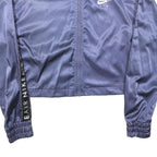 NIKE Womens Blue Air Satin Bomber Jacket XS Polyester Blend Cropped Zip