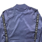 NIKE Womens Blue Air Satin Bomber Jacket XS Polyester Blend Cropped Zip