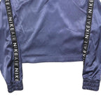 NIKE Womens Blue Air Satin Bomber Jacket XS Polyester Blend Cropped Zip