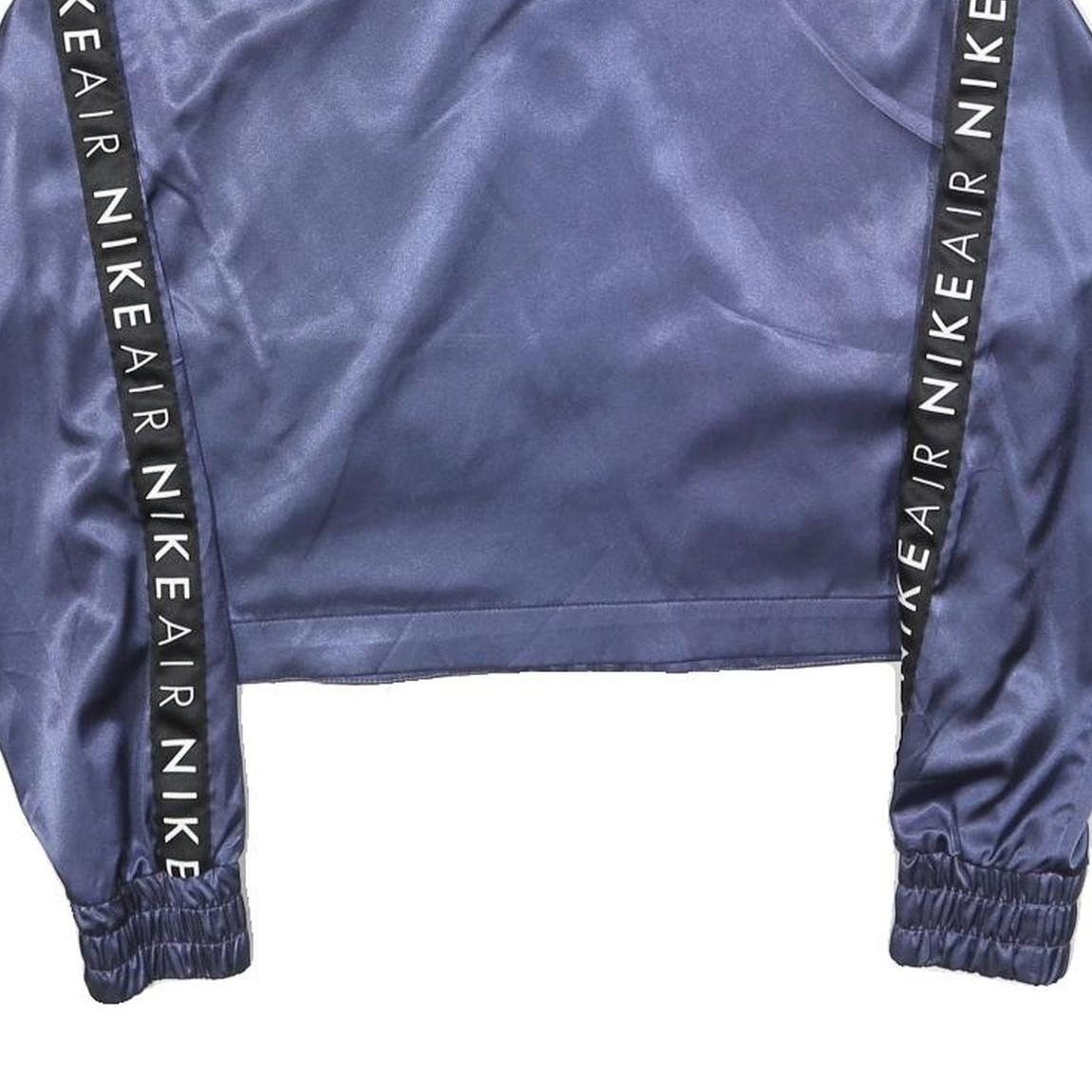 NIKE Womens Blue Air Satin Bomber Jacket XS Polyester Blend Cropped Zip