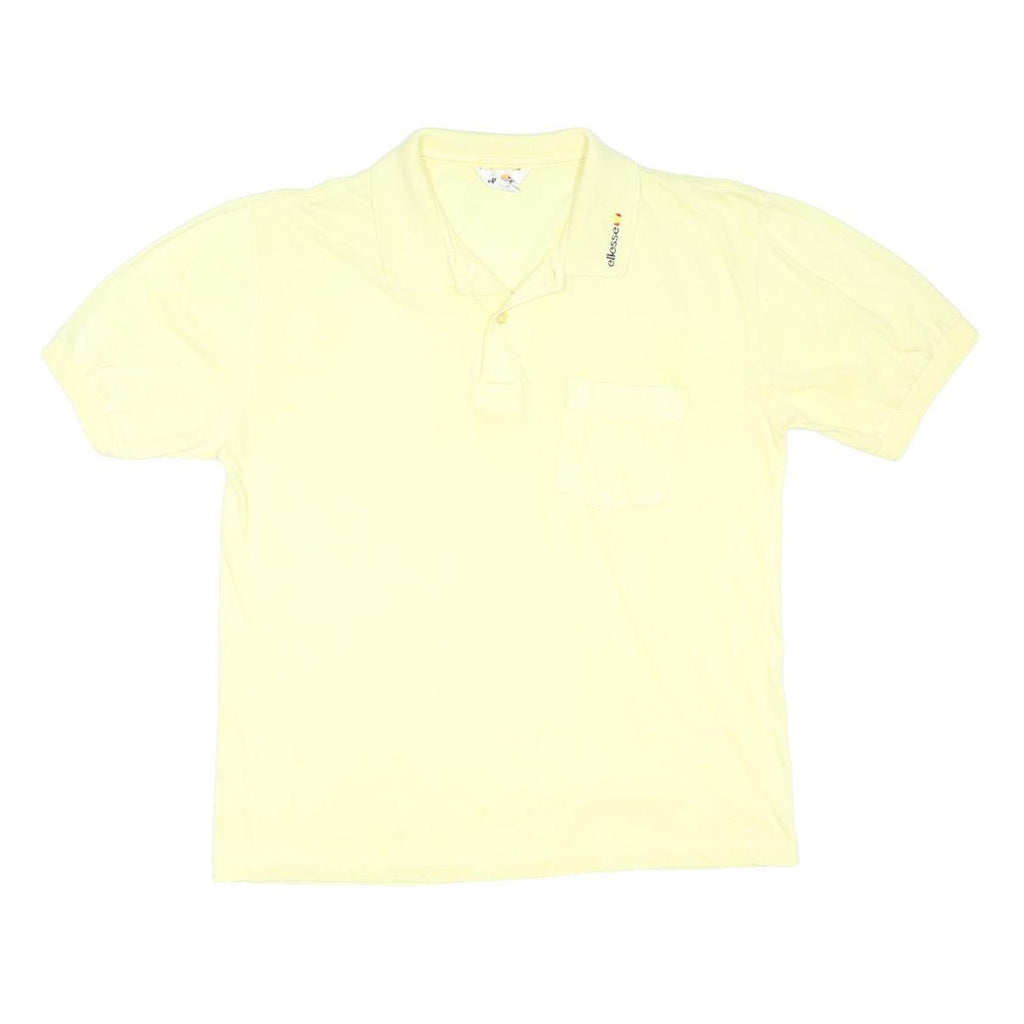 ELLESSE Mens Yellow Short Sleeve Plain Polo Shirt M Casual Cotton Blend