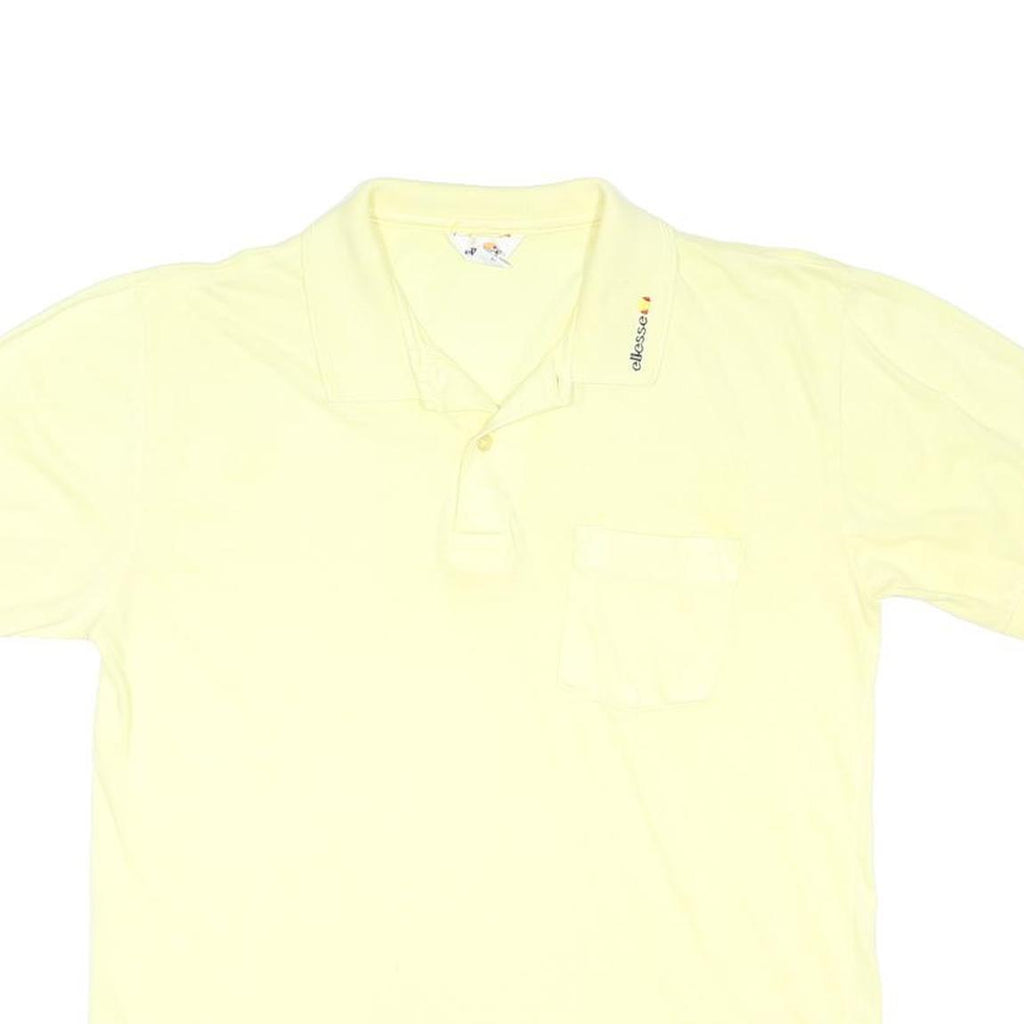 ELLESSE Mens Yellow Short Sleeve Plain Polo Shirt M Casual Cotton Blend