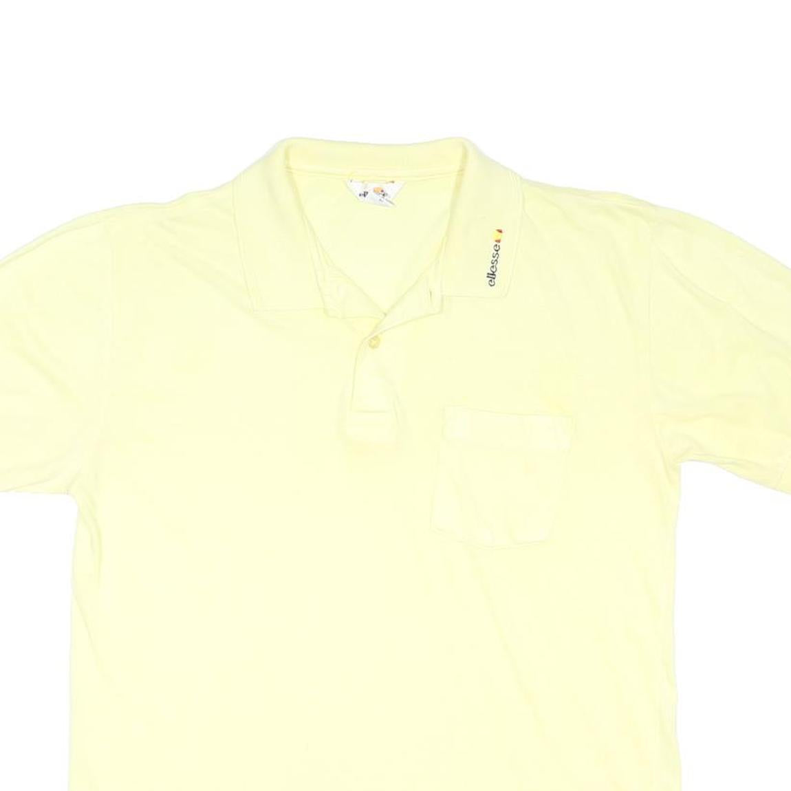 ELLESSE Mens Yellow Short Sleeve Plain Polo Shirt M Casual Cotton Blend