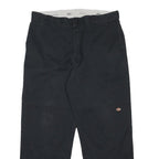 DICKIES Mens Cotton Blend Black Loose Fit Straight Leg Trousers W38 L32 Workwear