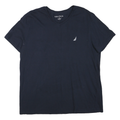 NAUTICA Mens Navy Blue V-Neck Cotton Blend T-Shirt XL Classic Fit Casual