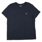 NAUTICA Mens Navy Blue V-Neck Cotton Blend T-Shirt XL Classic Fit Casual