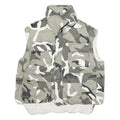 Mens Grey White Camouflage Cotton Blend Sleeveless Zip Jacket S Casual Utility