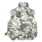 Mens Grey White Camouflage Cotton Blend Sleeveless Zip Jacket S Casual Utility