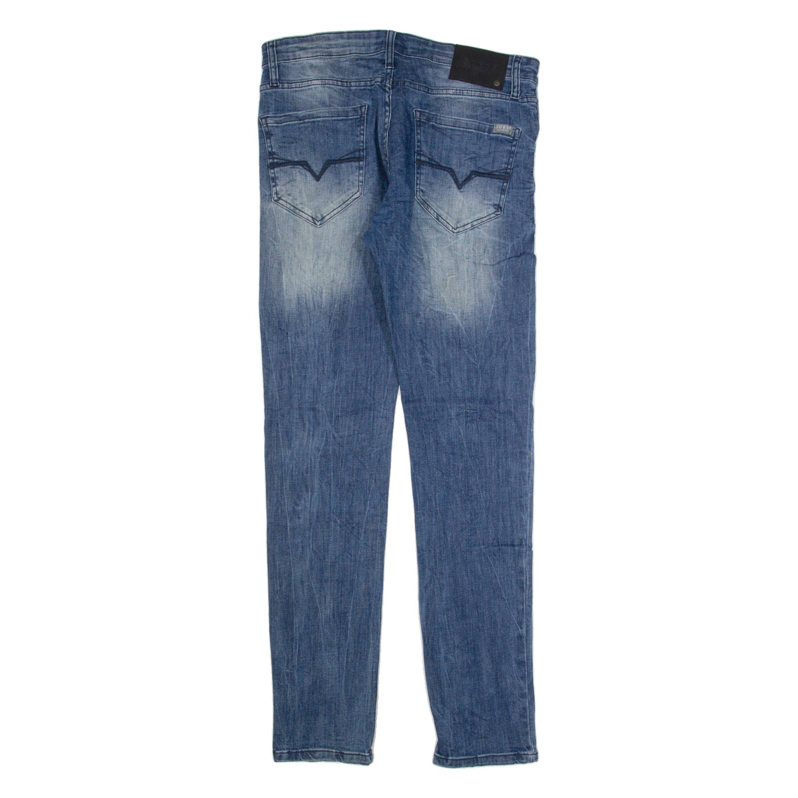 GUESS Mens Jeans Blue Slim Skinny Stone Wash W31 L32