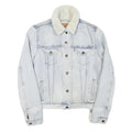 LEVI'S Womens Blue Denim Sherpa Collar Jacket M Cotton Blend Button Closure