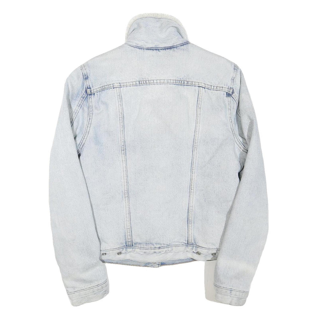 LEVI'S Womens Blue Denim Sherpa Collar Jacket M Cotton Blend Button Closure