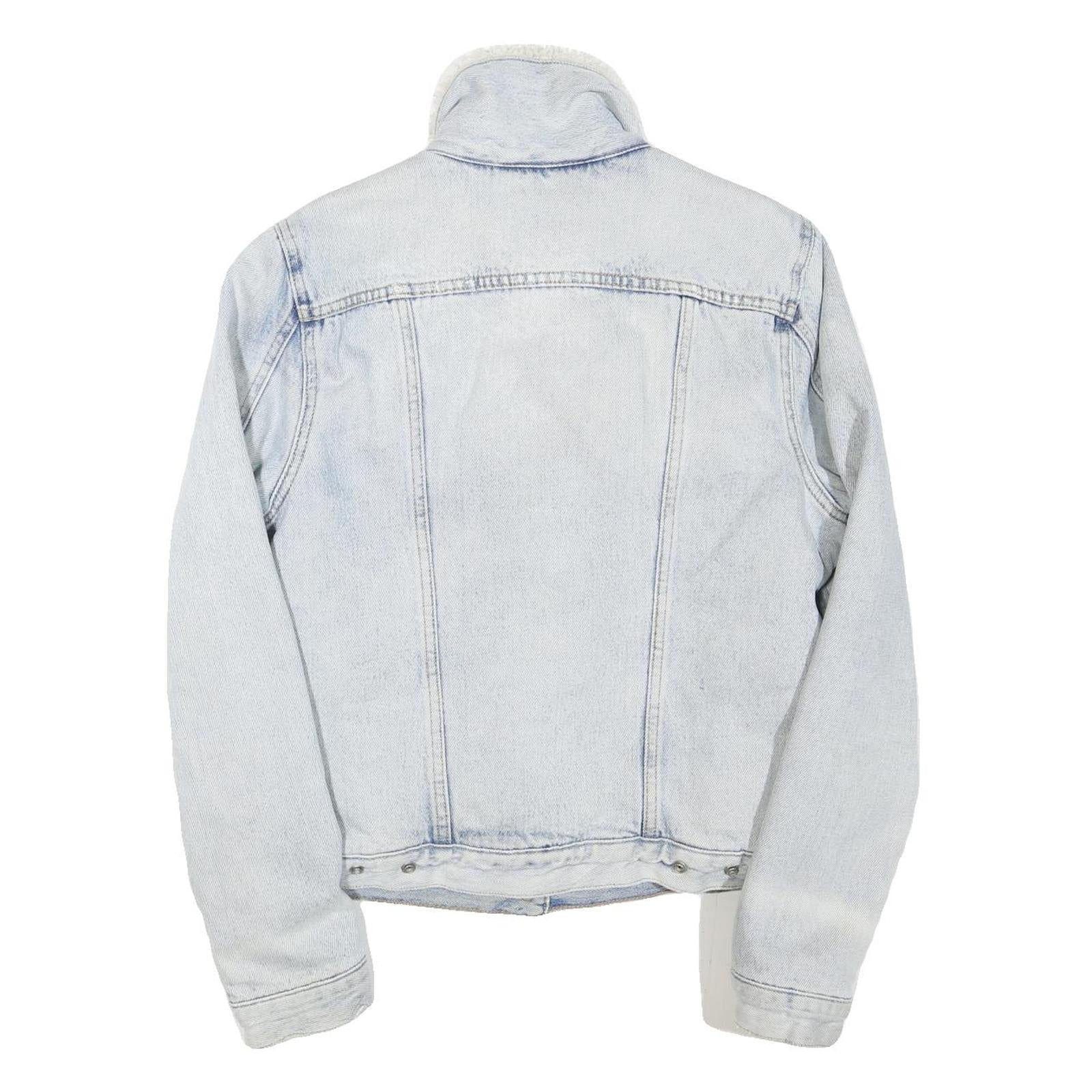 LEVI'S Womens Blue Denim Sherpa Collar Jacket M Cotton Blend Button Closure