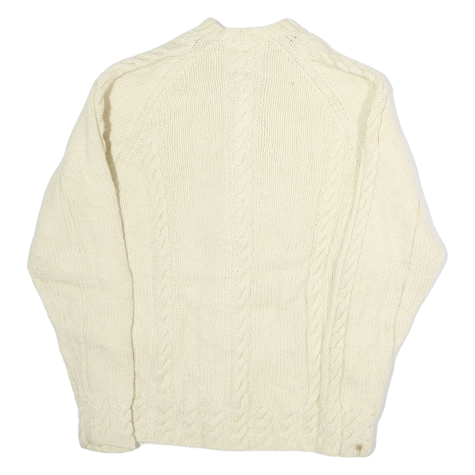 Womens Cream Wool Plain Button Up Classic Cable Knit Jumper M Cozy Warm