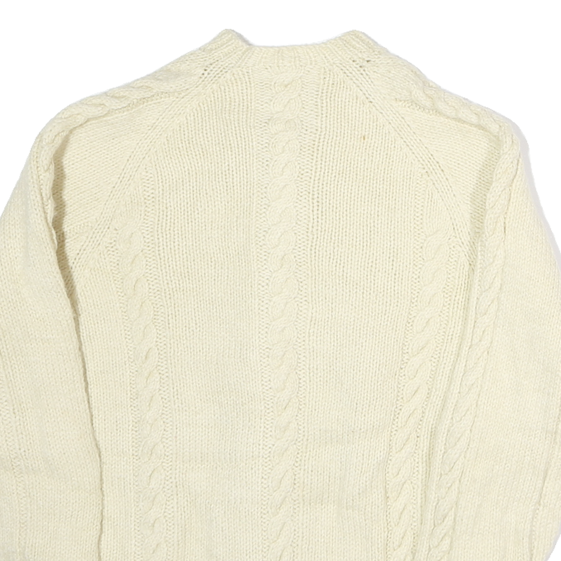 Womens Cream Wool Plain Button Up Classic Cable Knit Jumper M Cozy Warm