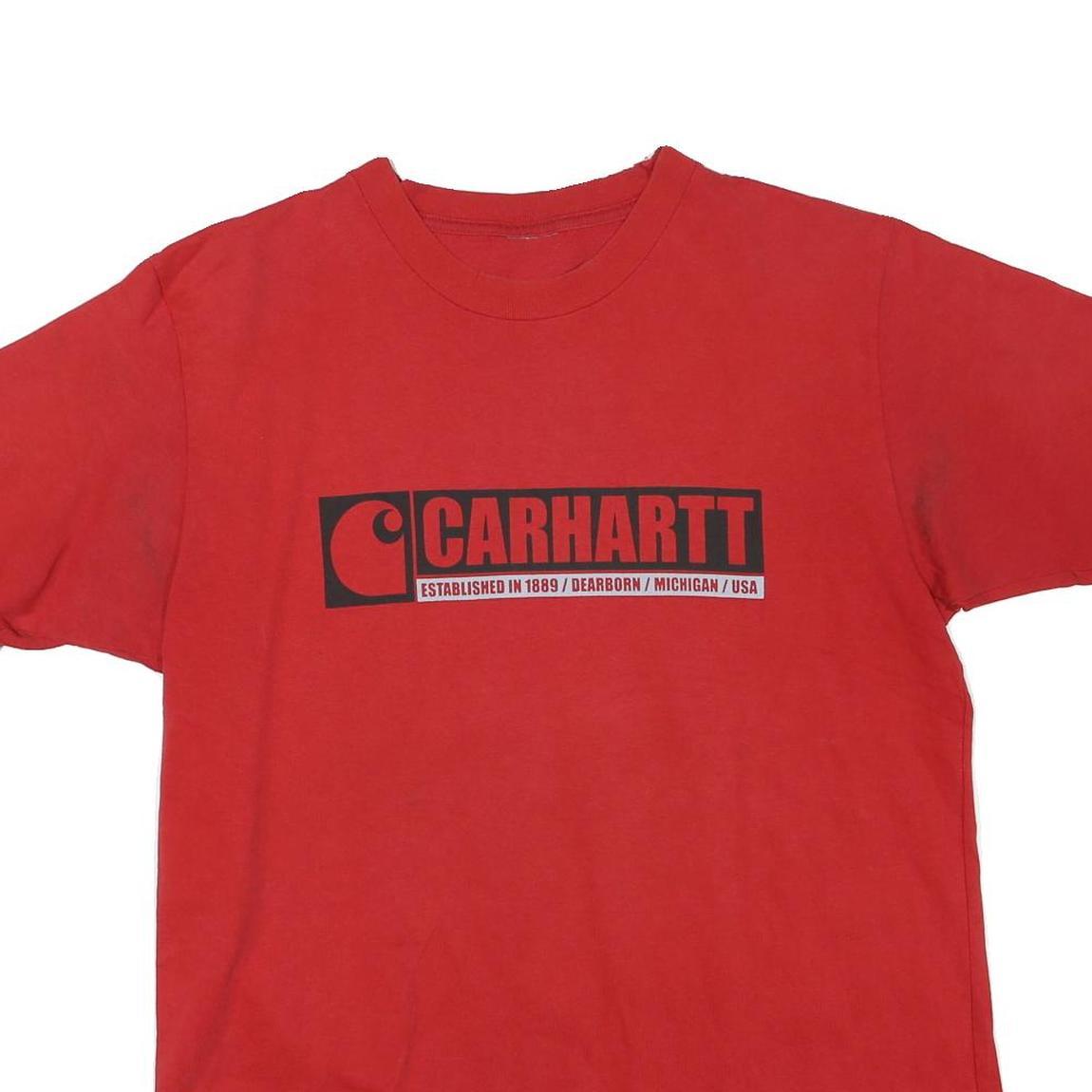 CARHARTT Mens Red Graphic T-Shirt M Short Sleeve Crew Neck Logo Print