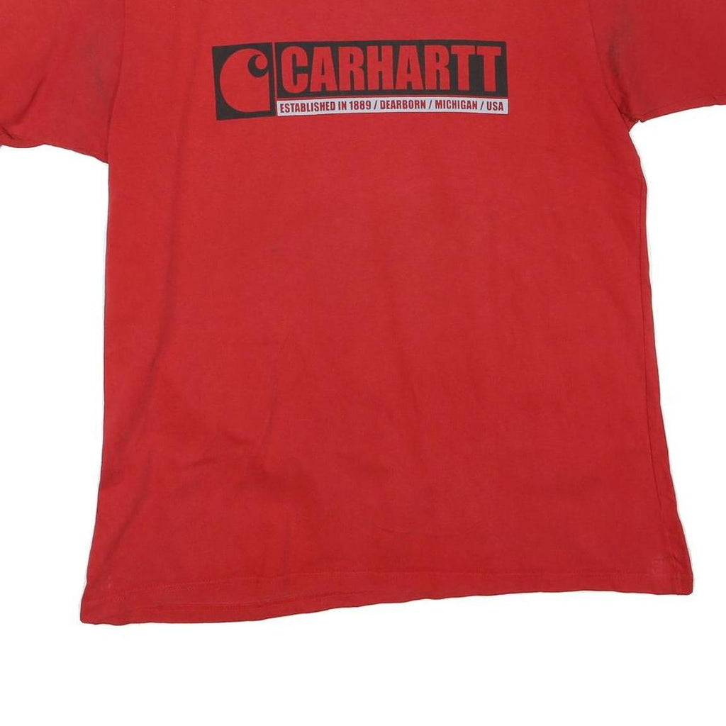 CARHARTT Mens Red Graphic T-Shirt M Short Sleeve Crew Neck Logo Print