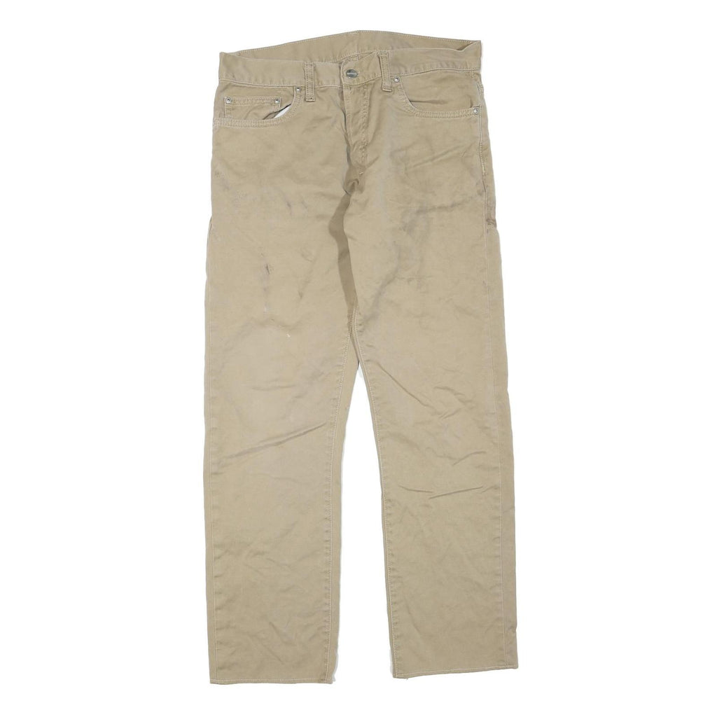 CARHARTT Mens Cotton Blend Beige Regular Fit Straight Leg Trousers W31 L29