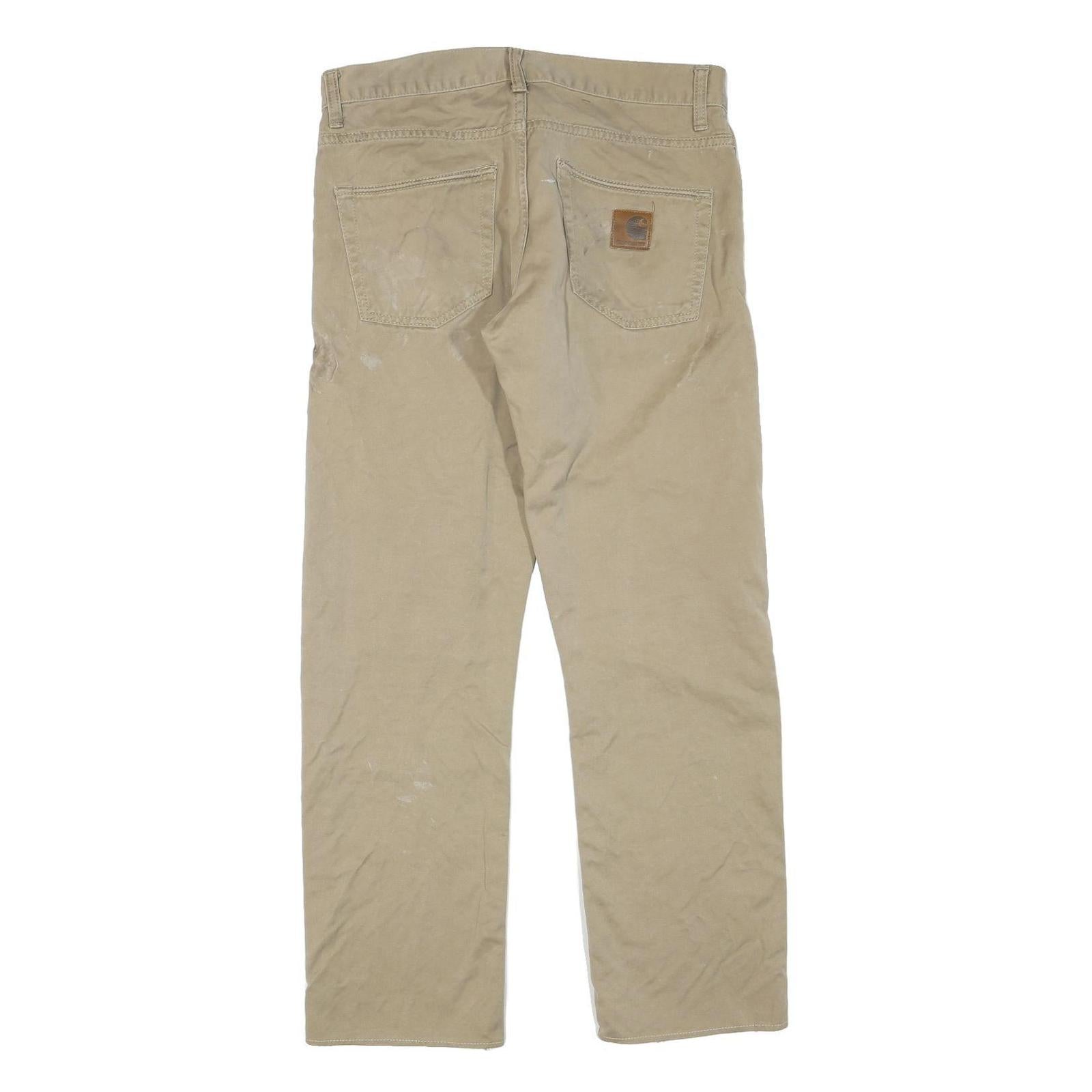 CARHARTT Mens Cotton Blend Beige Regular Fit Straight Leg Trousers W31 L29