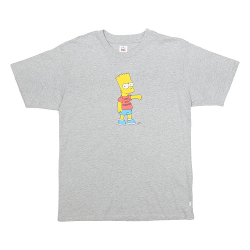 LEVIS X THE SIMPSONS Mens Grey Bart Simpson Graphic T-Shirt S Short Sleeve Crew