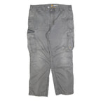 CARHARTT Mens Relaxed Fit Grey Cotton Blend Cargo Trousers W40 L32 Workwear