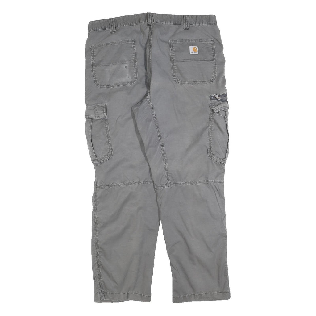 CARHARTT Mens Relaxed Fit Grey Cotton Blend Cargo Trousers W40 L32 Workwear