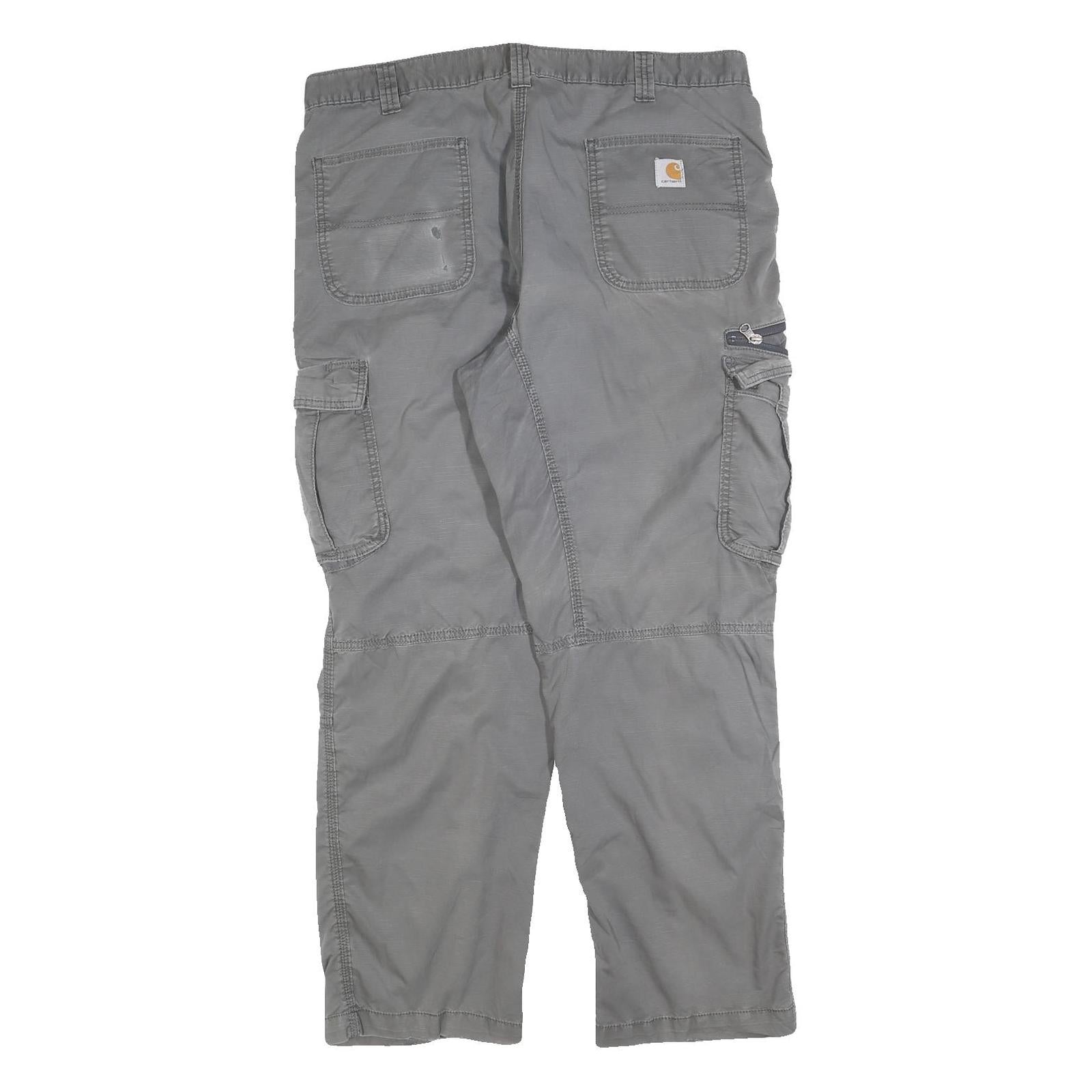 CARHARTT Mens Relaxed Fit Grey Cotton Blend Cargo Trousers W40 L32 Workwear