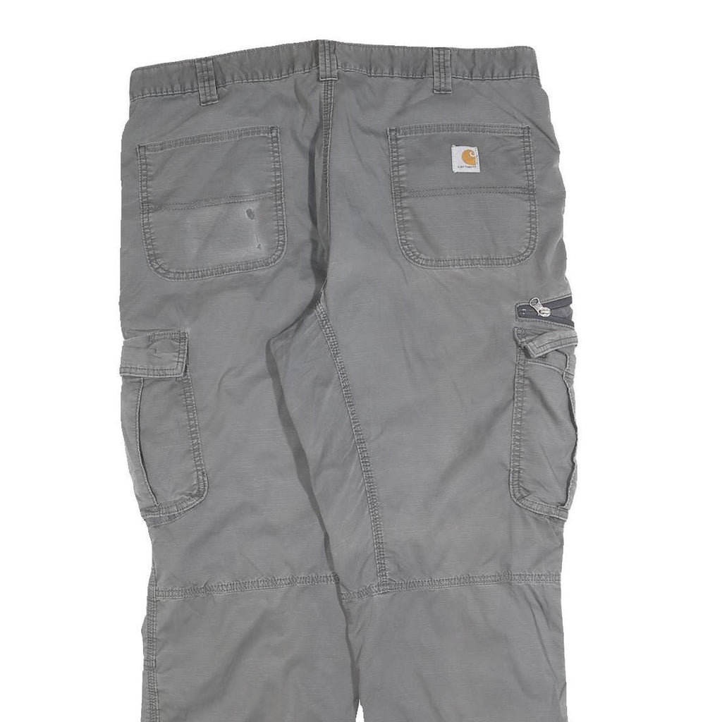 CARHARTT Mens Relaxed Fit Grey Cotton Blend Cargo Trousers W40 L32 Workwear