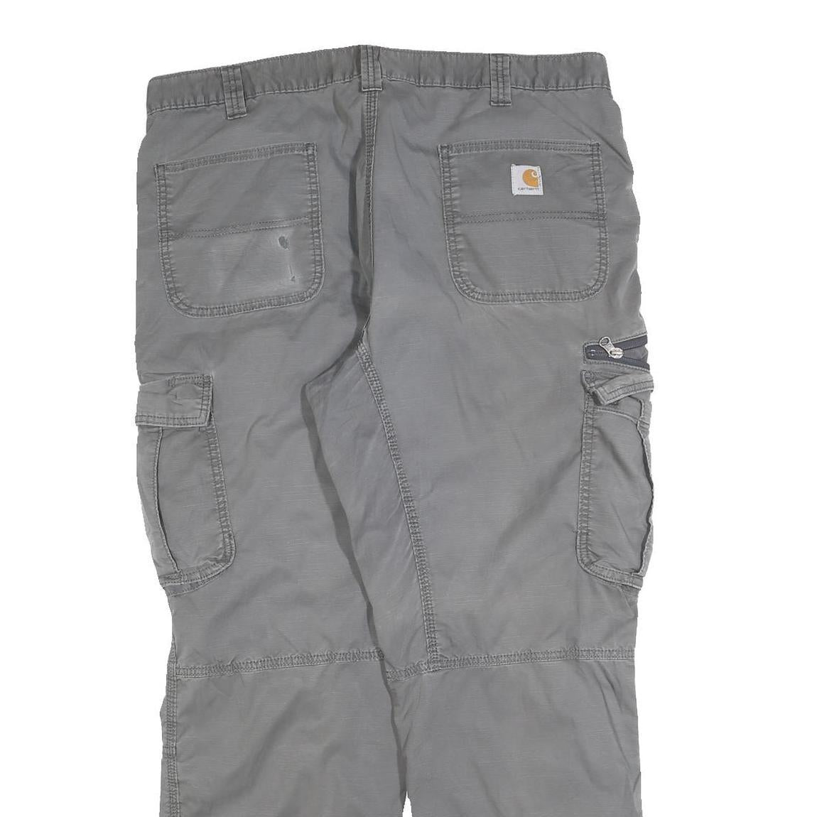 CARHARTT Mens Relaxed Fit Grey Cotton Blend Cargo Trousers W40 L32 Workwear
