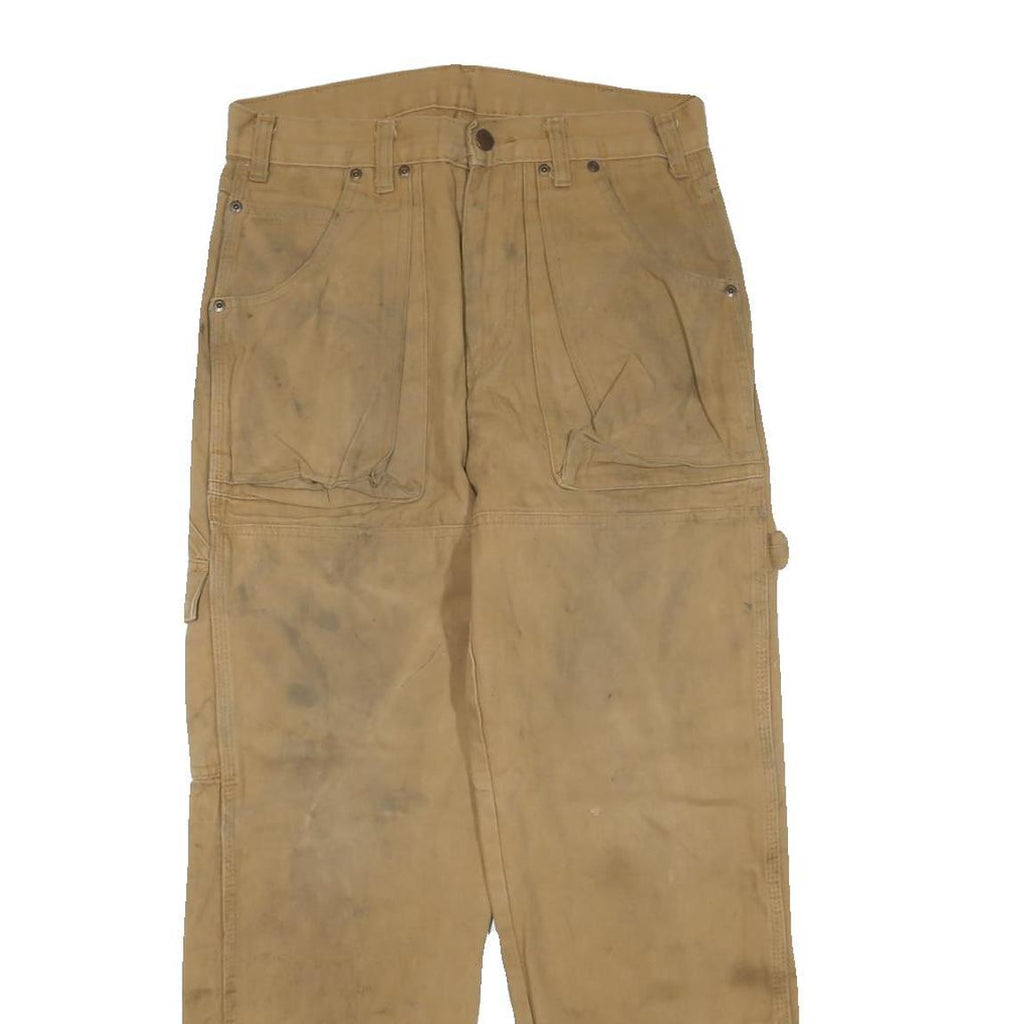 DICKIES Mens Cotton Blend Beige Regular Fit Straight Leg Trousers W30 L29