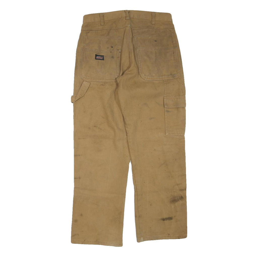 DICKIES Mens Cotton Blend Beige Regular Fit Straight Leg Trousers W30 L29
