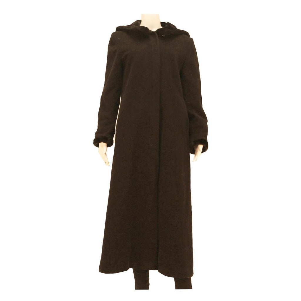 YESSICA Womens Black Button Cotton Blend Long Sleeve Hooded Jacket UK 12 Plain