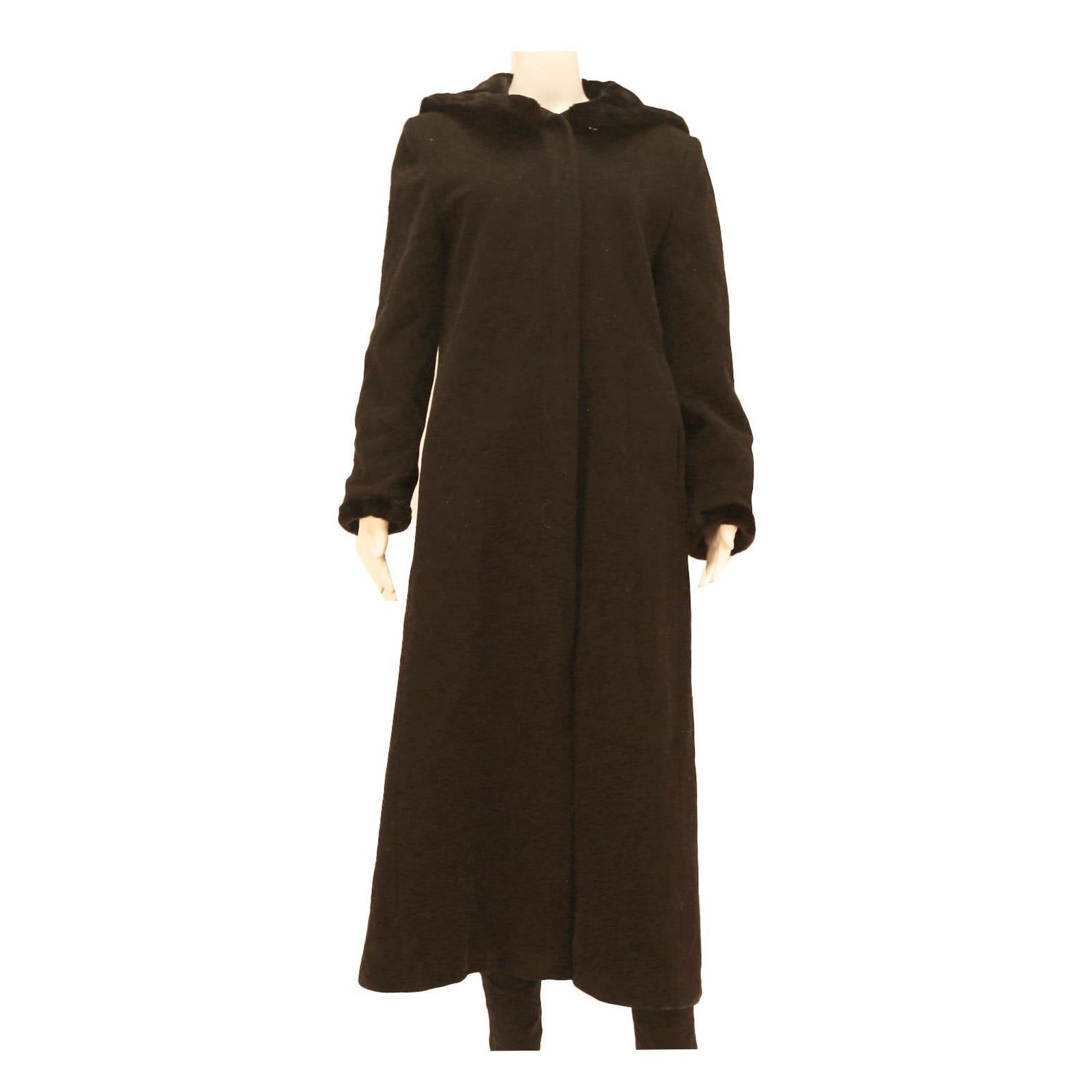 YESSICA Womens Black Button Cotton Blend Long Sleeve Hooded Jacket UK 12 Plain