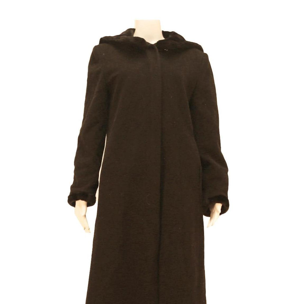 YESSICA Womens Black Button Cotton Blend Long Sleeve Hooded Jacket UK 12 Plain