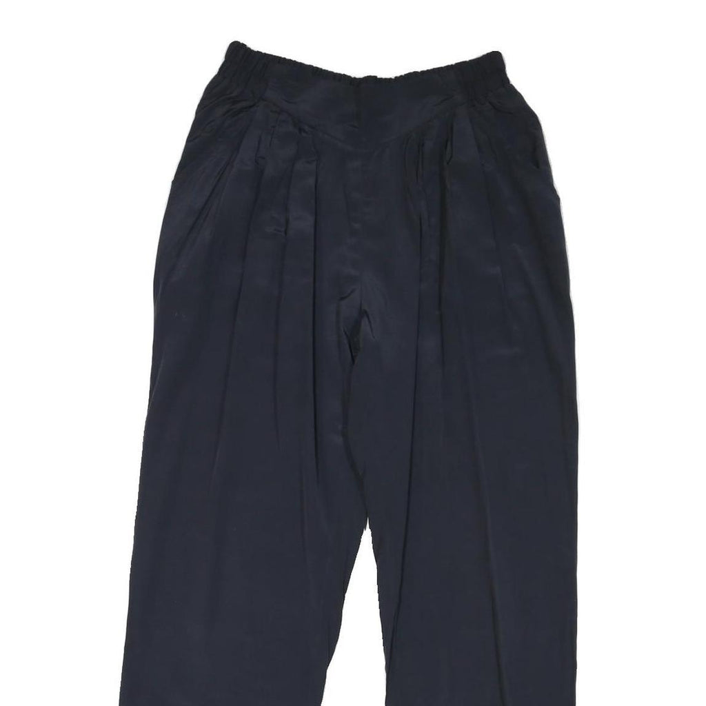 Mens Polyester Blend Navy Regular Fit Trousers W28 L30 Elasticated Waist Casual