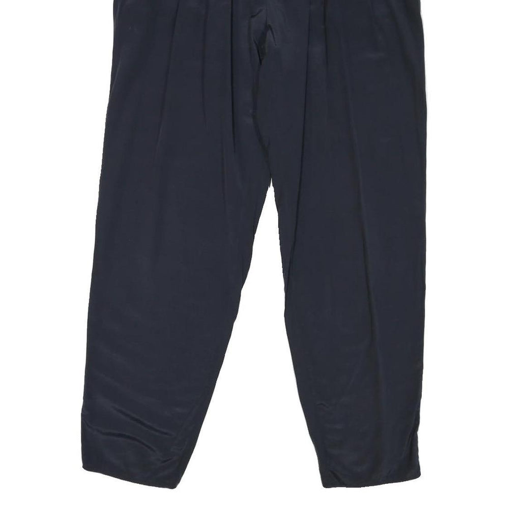 Mens Polyester Blend Navy Regular Fit Trousers W28 L30 Elasticated Waist Casual