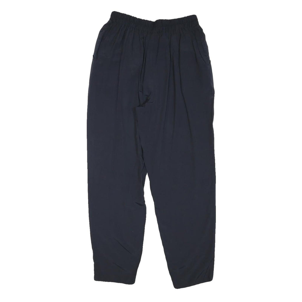 Mens Polyester Blend Navy Regular Fit Trousers W28 L30 Elasticated Waist Casual