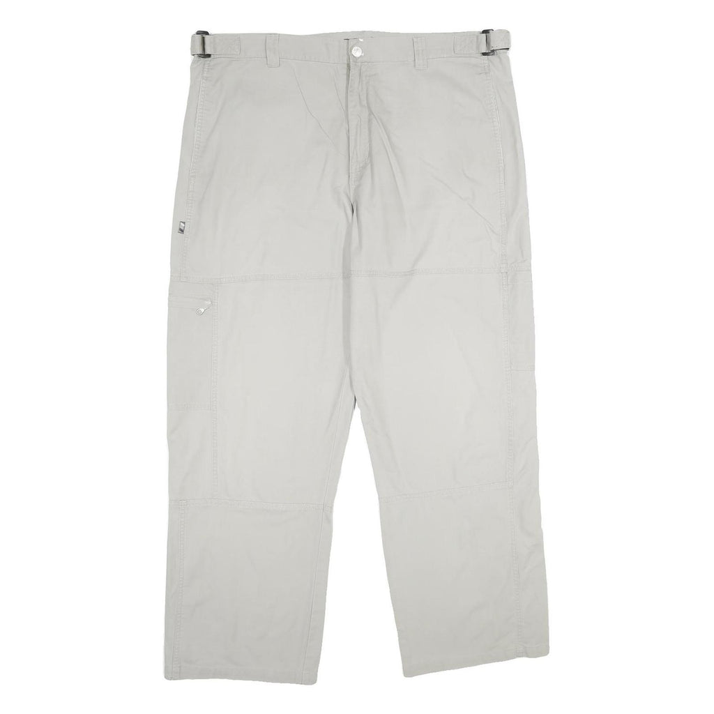 LET'S GO Mens Regular Fit Beige Cotton Trousers W40 L32 Casual Outdoor Zip