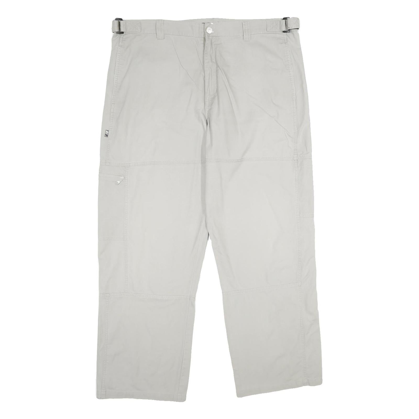 LET'S GO Mens Regular Fit Beige Cotton Trousers W40 L32 Casual Outdoor Zip