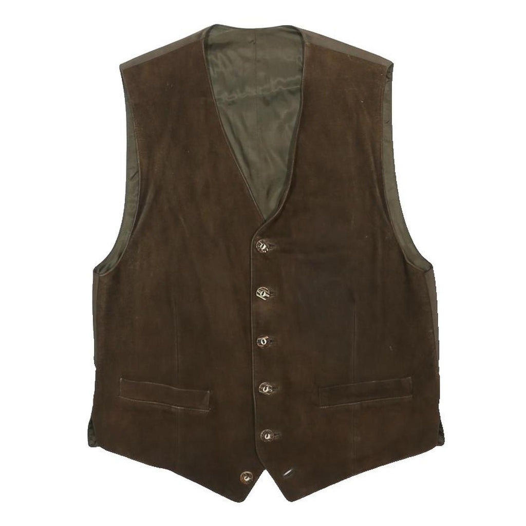 HABSBURG Mens Brown Suede Button Jacket M Waistcoat Classic Leather