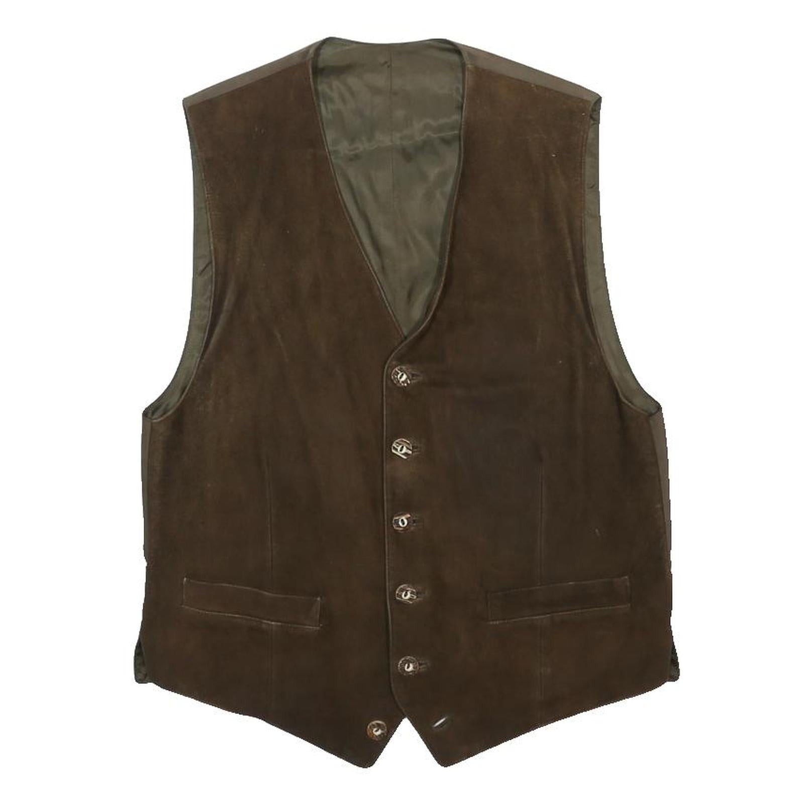 HABSBURG Mens Brown Suede Button Jacket M Waistcoat Classic Leather