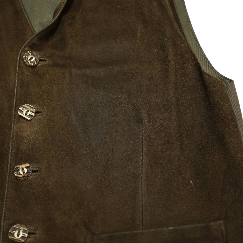 HABSBURG Mens Brown Suede Button Jacket M Waistcoat Classic Leather