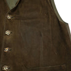 HABSBURG Mens Brown Suede Button Jacket M Waistcoat Classic Leather