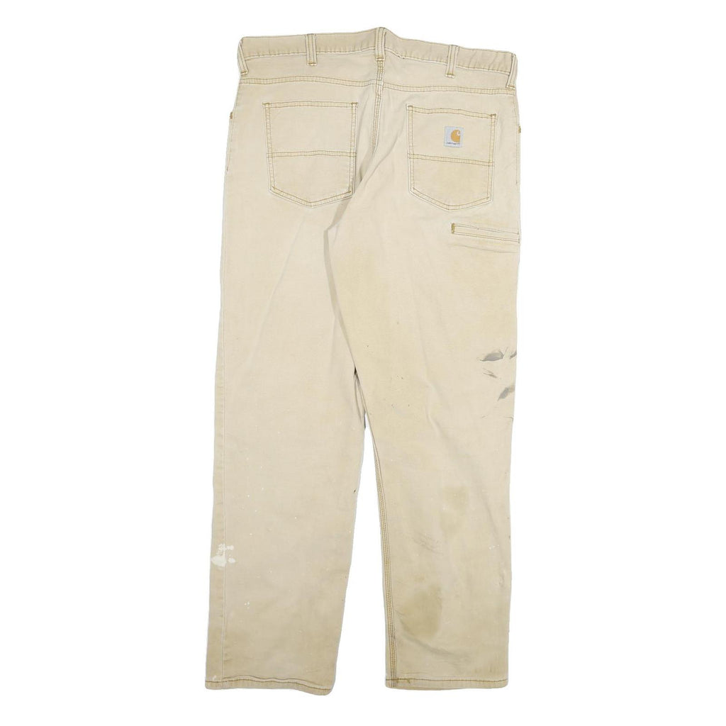 CARHARTT Mens Cotton Blend Beige Relaxed Fit Straight Leg Trousers W38 L32