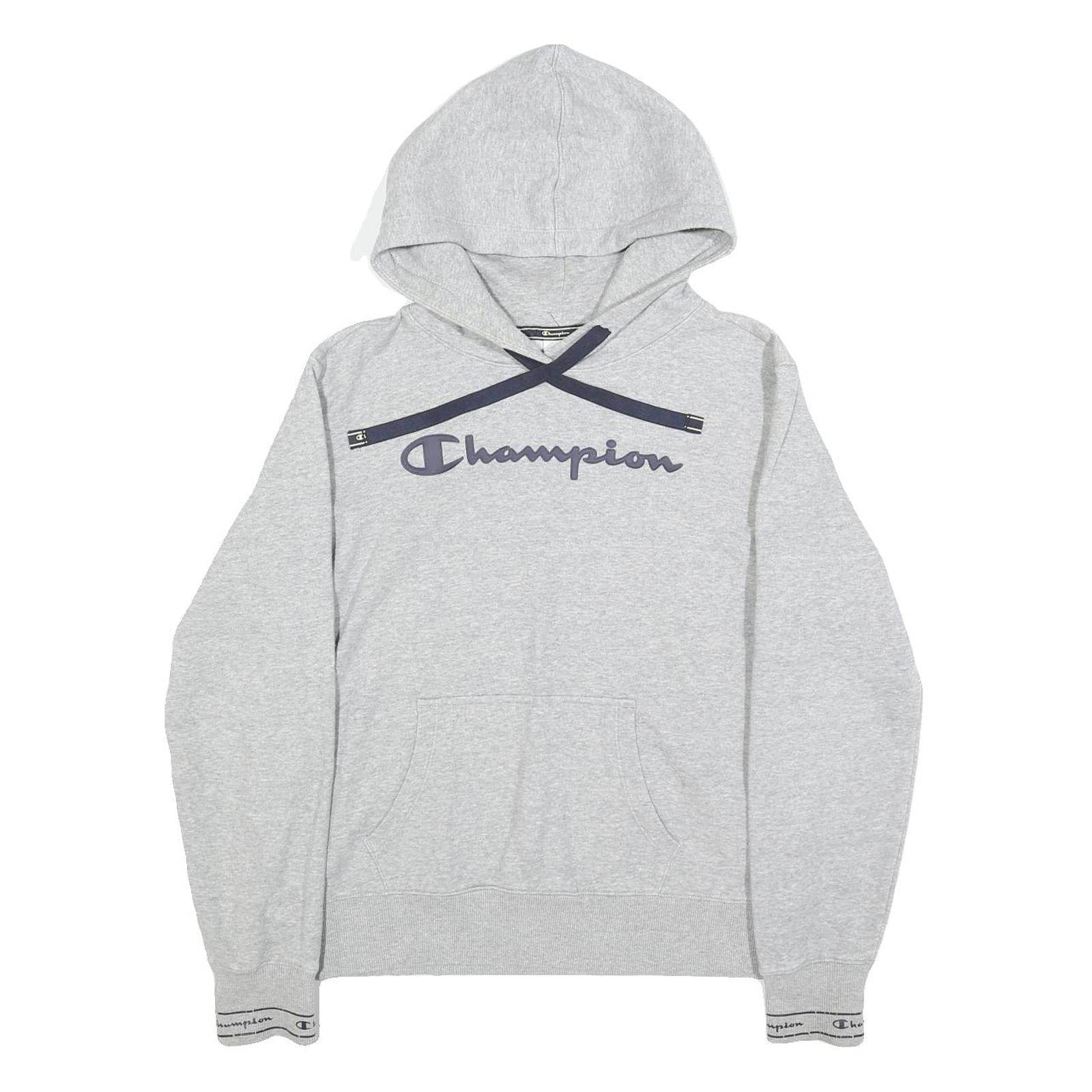 CHAMPION Womens Grey Hoodie L Cotton Blend Pullover Casual Sports Sweatshirt