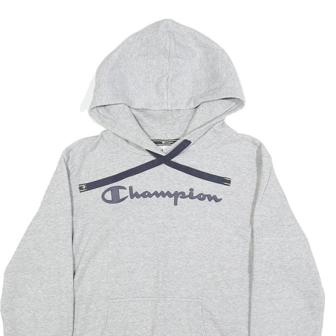 CHAMPION Womens Grey Hoodie L Cotton Blend Pullover Casual Sports Sweatshirt