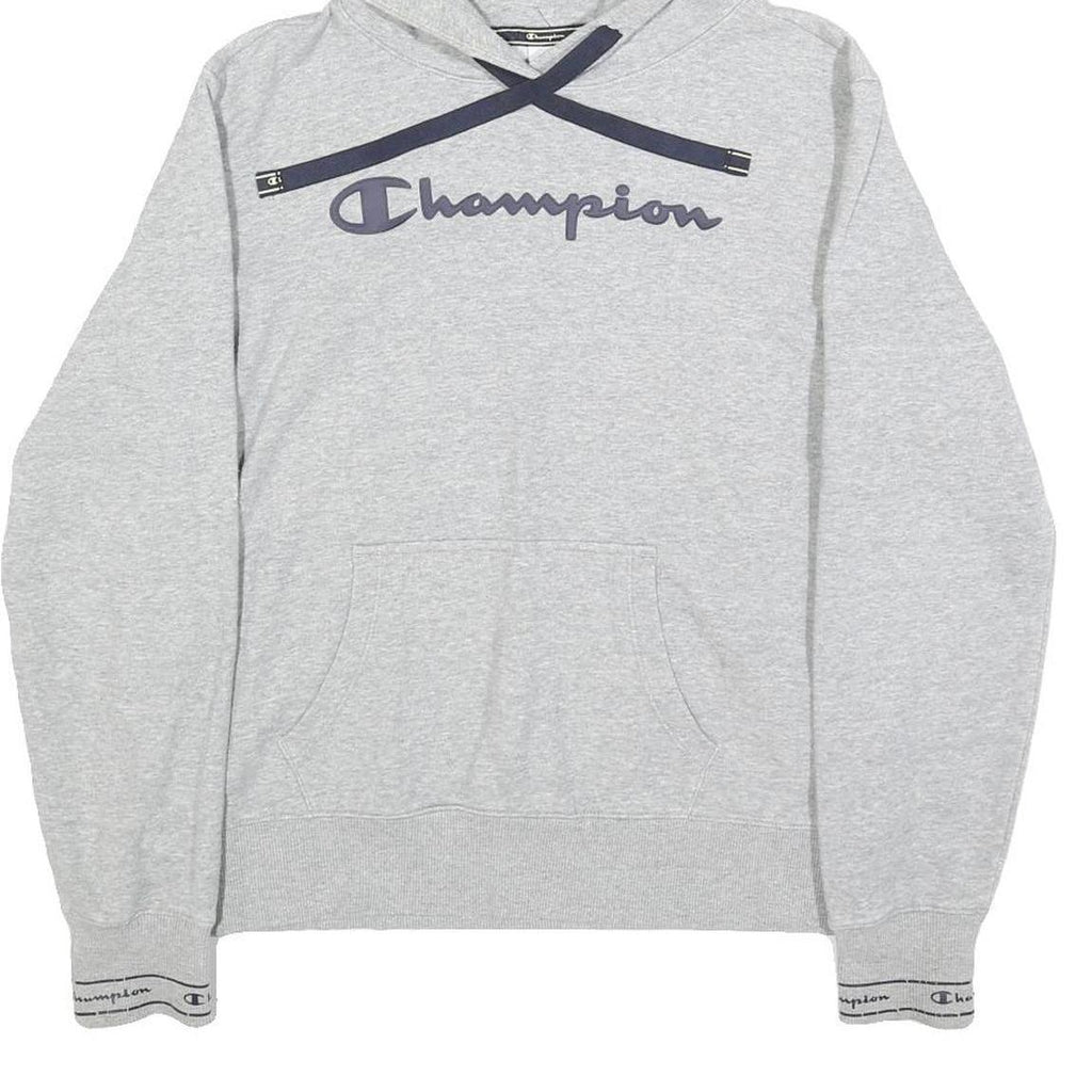 CHAMPION Womens Grey Hoodie L Cotton Blend Pullover Casual Sports Sweatshirt