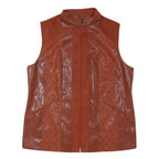 CITY LOOK Womens Rust Brown Jacket L Polyester Blend Plain Zip Sleeveless