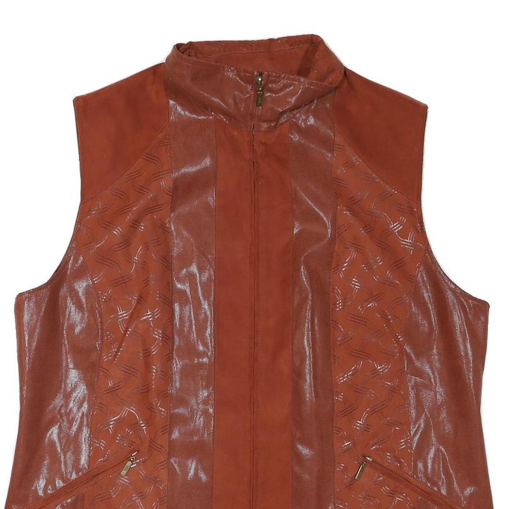 CITY LOOK Womens Rust Brown Jacket L Polyester Blend Plain Zip Sleeveless